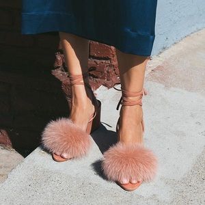 Loeffler Randall ‘Nicky’ fur suede sandal - 8.5